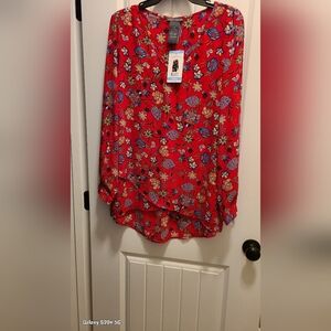 Chelsea & Theodore Red Floral Blouse